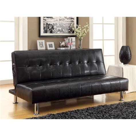 Modern Black Leather Sofa Bed Sleeper | Baci Living Room