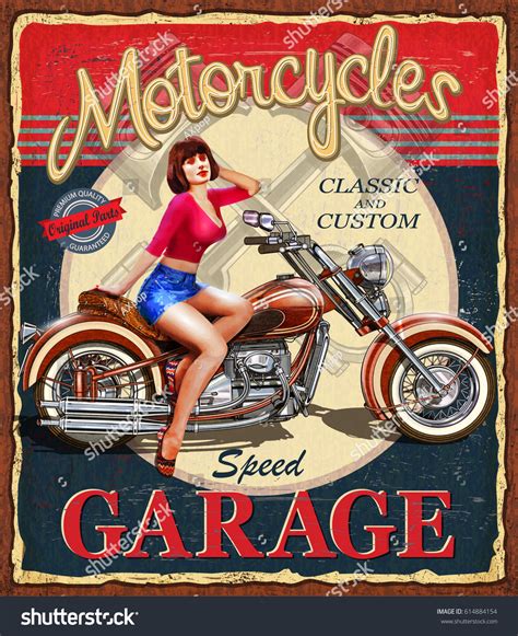 Vintage Motorcycle Poster Stock Vector (Royalty Free) 614884154 ...