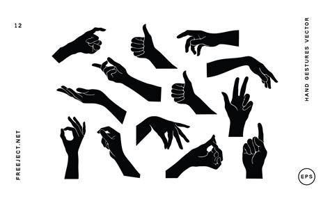 Free Black Hand Gestures Vector Illustration