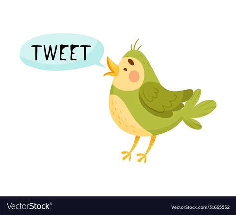 Little bird with open mouth making tweet sound Vector Image