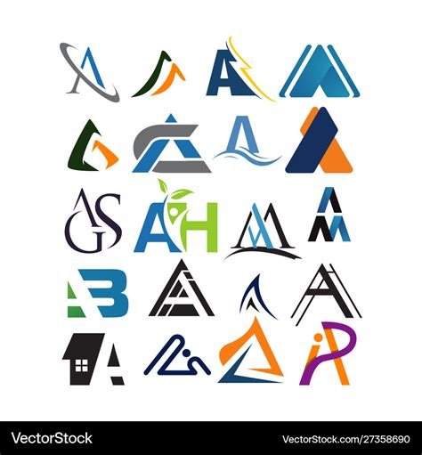 Set letter a logos a modern logo design Royalty Free Vector