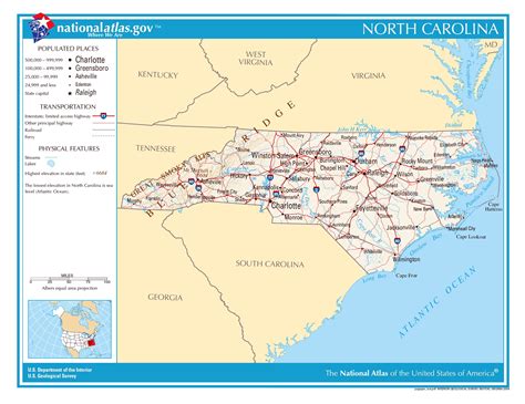 Laminated Map Large Detailed Administrative Map Of North Carolina ...