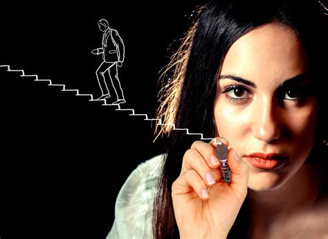 Free photo: Woman sketching a businessman climbing stairs - Achievement, Partner, Pull - Free ...