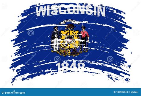 Wisconsin Flag in Grunge Brush Stroke, Vector Stock Illustration - Illustration of madison ...