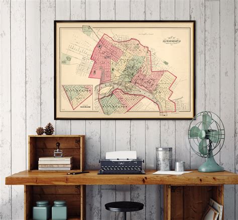 Richmond Map Vintage Map of Richmond Fine Reproduction on Canvas or ...