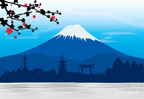 Mountain Fuji Japan Sakura View Digital Art by Ienjoyeverytime - Pixels