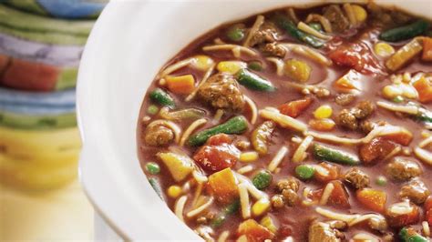 Slow-Cooked Hamburger and Noodle Soup Recipe - Tablespoon.com