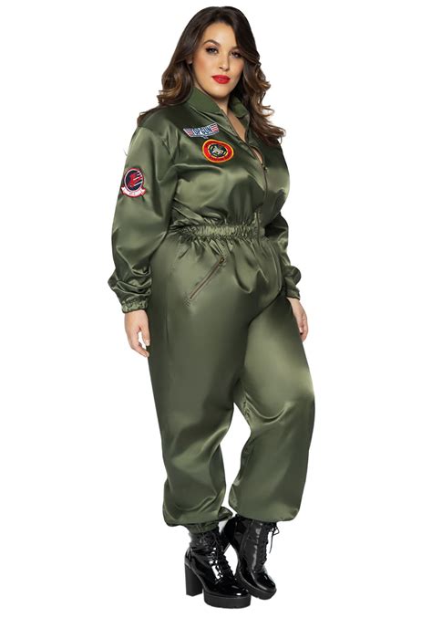 Womens Maverick Flight Suit Costume Plus Size Top Gun ...