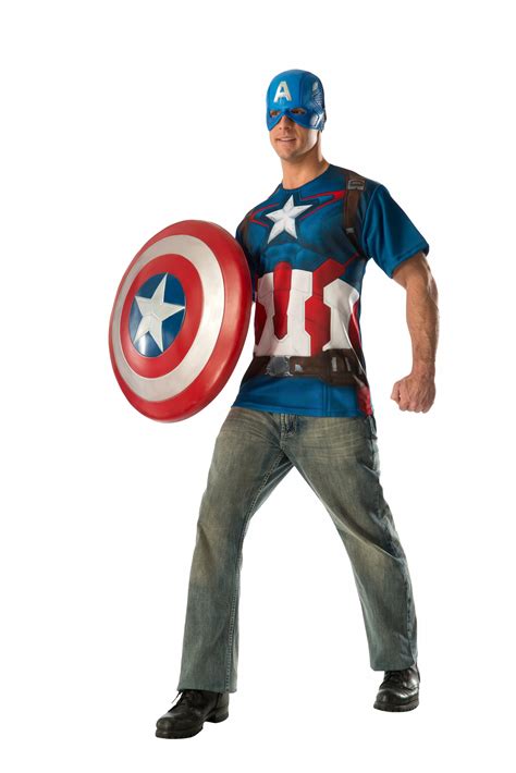 Adult Captain America Costume Top and Mask | LETZ PARTY