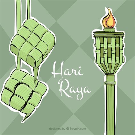 Premium Vector | Hand drawn hari raya background