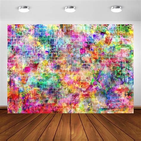 Buy 7x5ft Graffiti Brick Wall Birthday Photography Backdrops Baby Shower Colorful Urban Street ...