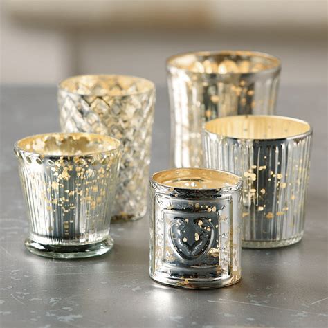 Mercury Glass Votive Holders - Assorted Set of 5 | Ballard Designs