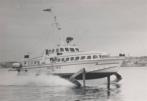 The hydrofoil boat 'Manu-wai' ferry - 1964 | Boat, Photo record, Old photos