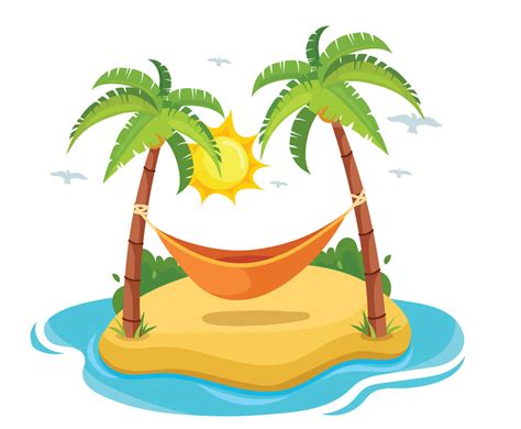 Hammock Between Two Coconut Trees On The Beach Vector Art & Graphics | freevector.com