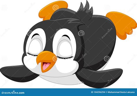 Cute Baby Penguin Is Sliding On The Snow Stock Illustration ...