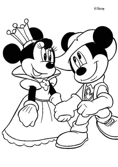 Queen minnie and knight mickey mouse coloring pages - Hellokids.com