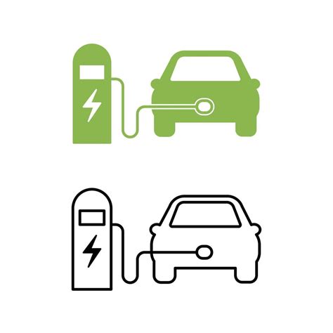 Electric car and electrical charging station icon. Hybrid Vehicle symbol. Eco friendly auto or ...