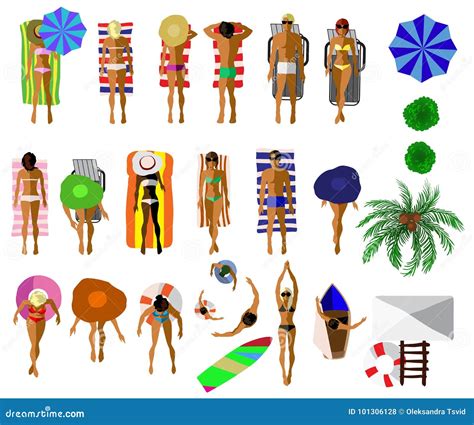 Set of People on the Summer Beach Stock Vector - Illustration of ...