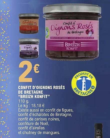 Promo Confit D'oignons Rosés De Bretagne "breizh Konfit" chez E.Leclerc - iCatalogue.fr