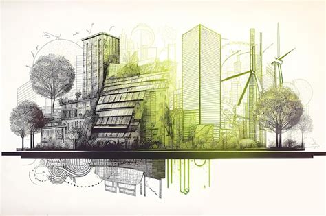 Premium AI Image | Hand drawn city sustainable engine Generative ai design