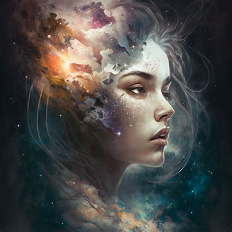 Premium Photo | Fantasy art portrait of young woman with head in galaxy ...