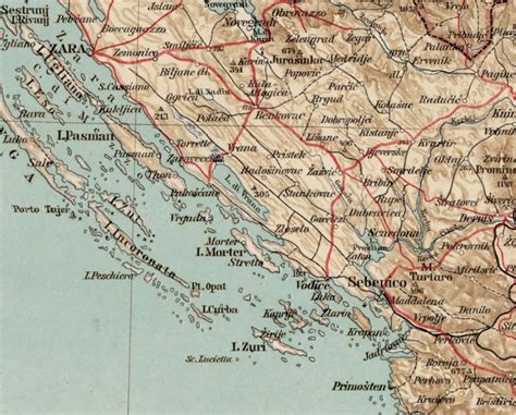 Old map of Dalmatia (Croatia) - Wall map of Dalmatia, fine print on ...