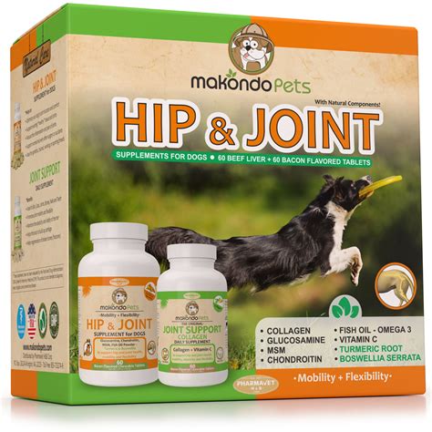 Dog Arthritis Aid - Hip and Joint Supplements for Dogs with Collagen, Chondroitin, MSM, Vitamins ...