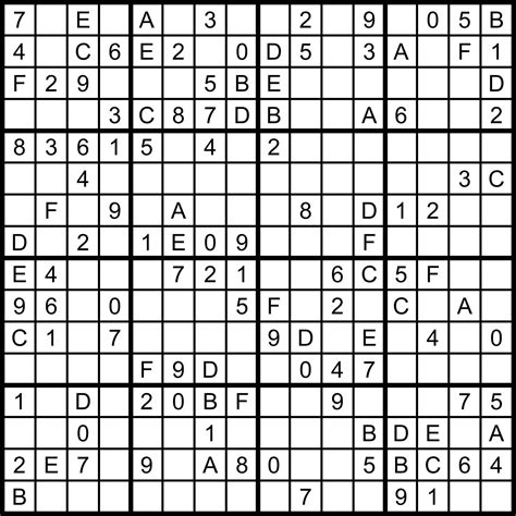 Hexadoku Sudoku 16x16 16x16 Sudoku Sudoku Print Mega Sudoku Digital ...