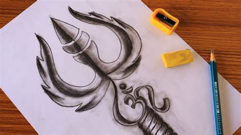 How to make mahadev trishul // lord Shiva trishul drawing // trishul ...