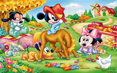 Disney babies, pluto, baby, minnie, mickey mouse, disney, dog, hat, horse, cute, HD wallpaper ...