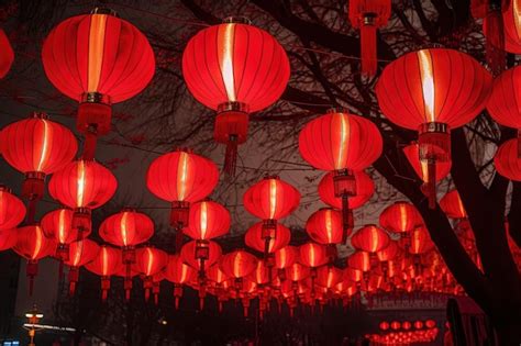 Premium AI Image | Chinese lanterns at night in the chinese city ...