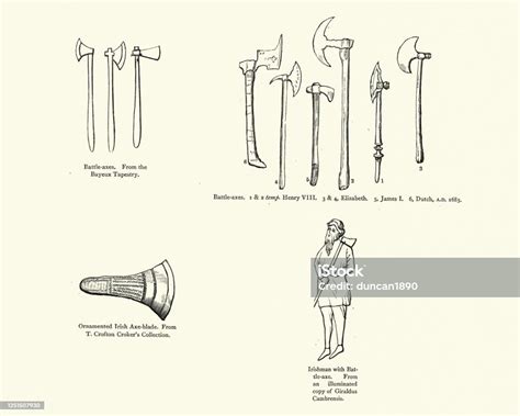 Medieval Weapons Types Of Battle Axe Stock Illustration - Download ...