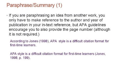 paraphrasing in text citation apa