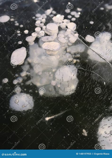 Frozen Bubbles in the Ice of Lake Baikal Stock Image - Image of blurry ...