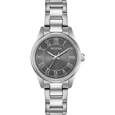 Bulova Watches Women's Silver Bracelet Watch with Round Grey Dial ...