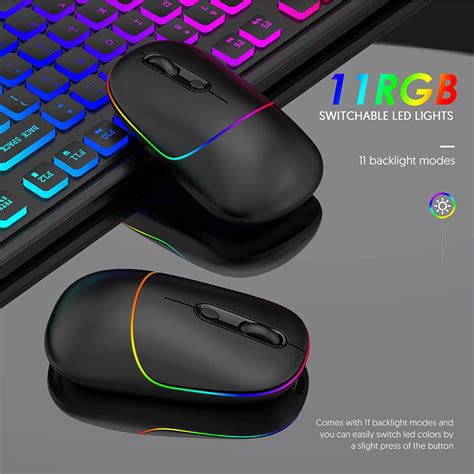 Amazon.com: LED Wireless Mouse, RAPIQUE Rechargeable Silent RGB Light ...