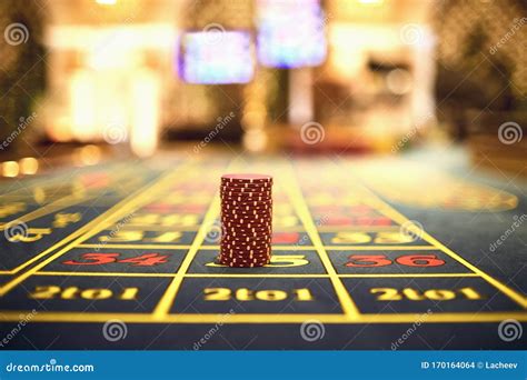 Roulette Chips on a Gaming Table in a Casino. Stock Photo - Image of ...