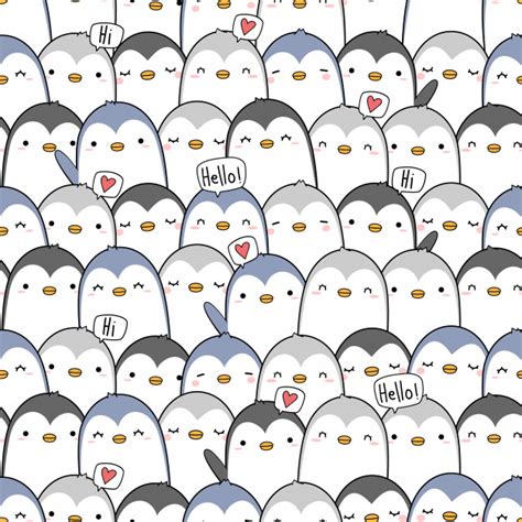 Cute penguin greeting cartoon seamless pattern Vector | Premium ...