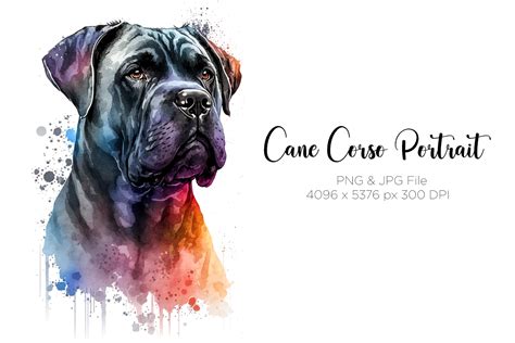 Cane Corso Watercolor Dog Portrait Graphic by Dukono · Creative Fabrica