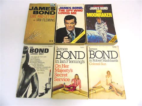 James Bond Books: A quantity of 6 James Bond paperback books comprising 'Live and Let Die' by Ian