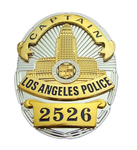 LAPD Los Angeles Captain Police Badge Replica Movie Props No. 806/2526 ...