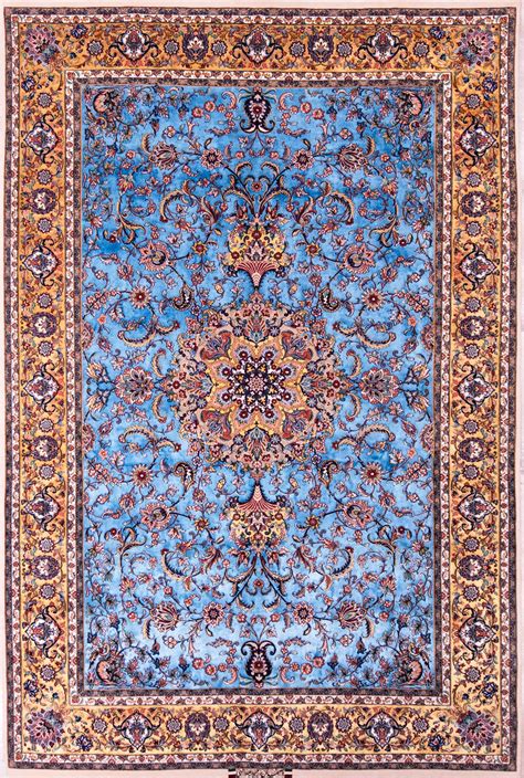 Silk Persian Rug - Persian Isfahan Blue Rug - Beautiful Rugs