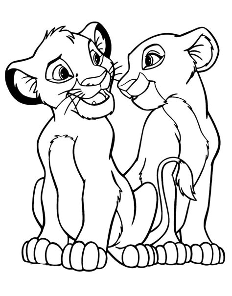 Simba and Nala Image coloring page - Download, Print or Color Online for Free