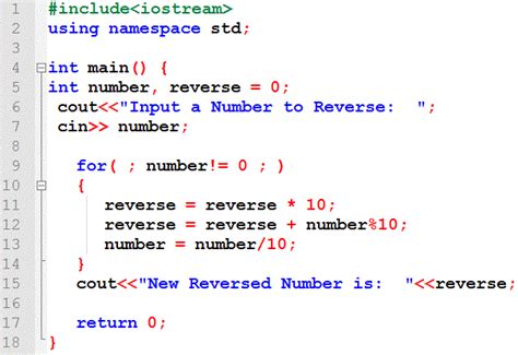 Reverse a Number in C++ Program Code ~ C++ Programming Tutorial for ...