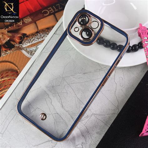 iPhone 14 Cover - Dark Blue - New Electroplated Side Borders Camera An ...