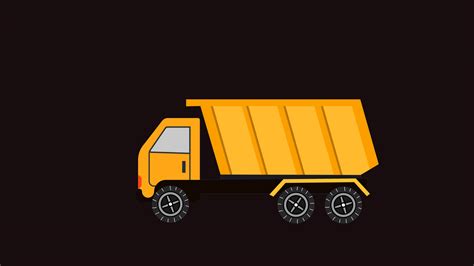 Dump cargo Truck driving with container on Alpha channel animation. Dump Truck for carriage of ...