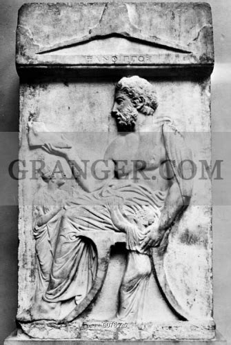 Image of GREEK GRAVESTONE, 430 B.C. - Marble Gravestone Of Xanthippus. About 430 B.C. From ...