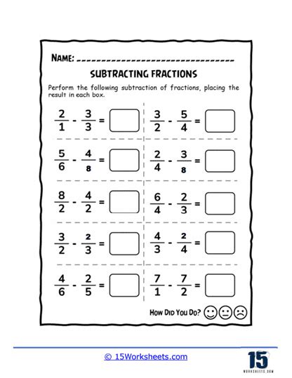 Subtracting Fractions Worksheets - 15 Worksheets.com - Worksheets Library