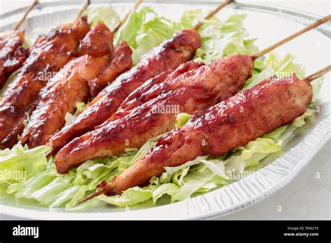 chinese chicken kebab skewers Stock Photo - Alamy