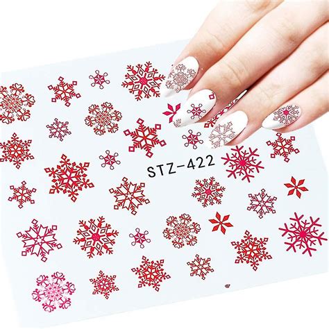 Christmas Nail Stickers New Year Nail Art Water Decal$ Snowflake Star Nail Art Sticker Nail Art ...